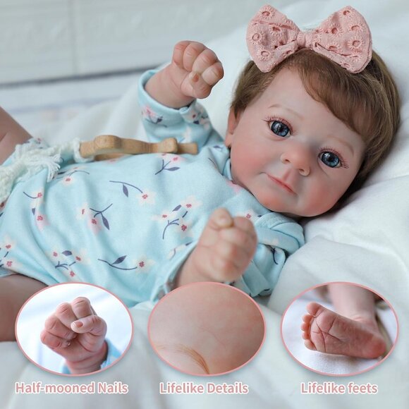 🆕17Inch Full Cloth Body With Vinyl Limbs Baby Doll Baby Girl Realistic Doll - Picture 7 of 9